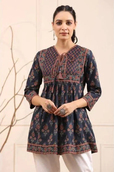 Aentic Women’s Printed Short Kurti – Stylish Ethnic Top for Women