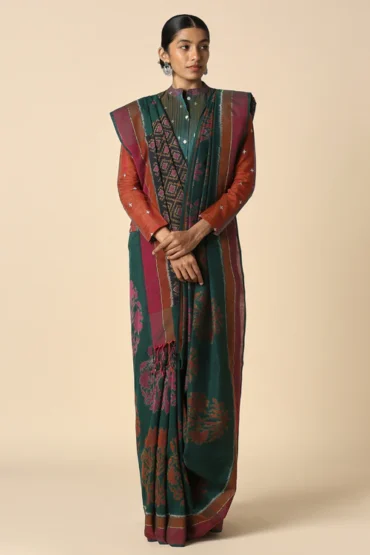 Aentic Sheena Ikat Cotton Saree