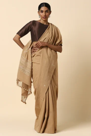 Aentic Earth Tone Bhujodi Weave Saree