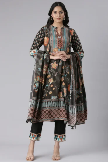 Aentic Women’s Printed Kurta Pant & Dupatta Set – Elegant Ethnic Wear