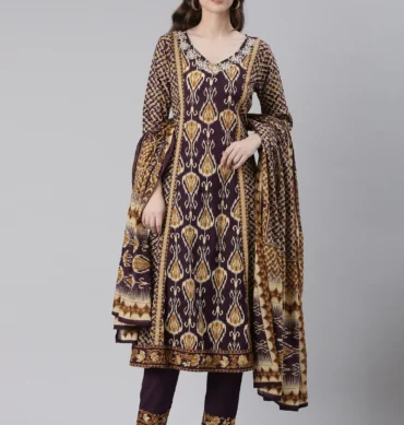 Aentic Women’s Traditional Printed Kurta Pant & Dupatta Set – Elegant Ethnic Wear