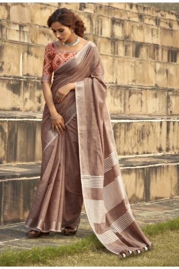Silk Saree with a Touch of Silver Border