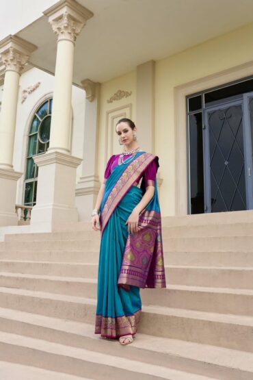 Draped in Royalty: Banarasi Silk with Golden Zari Grandeur