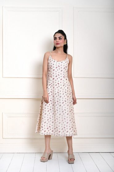 Off-White Printed Strappy Midi Dress