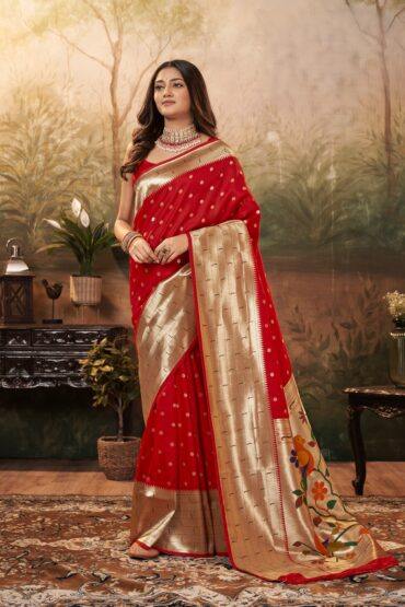 Timeless Silk Saree Adorned with Exquisite Gold Zari Border