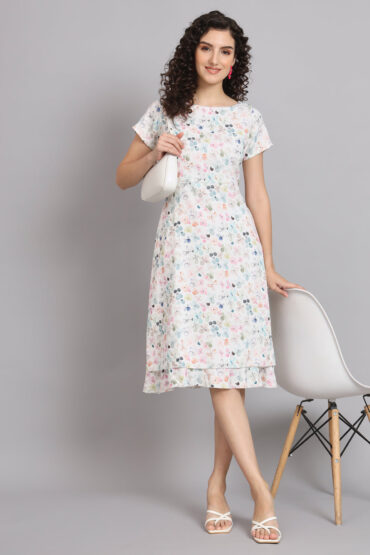 Women Floral Print Sheath Midi Dress
