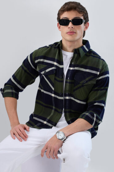 Olive & Black Checked Flannel Overshirt