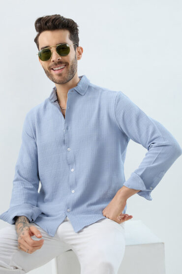 Powder Blue Wavy Weave Shirt