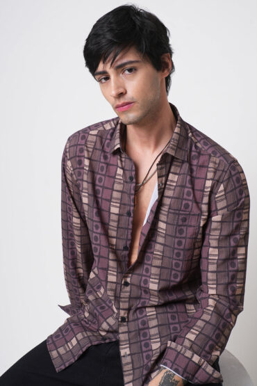 Multicolor Abstract Printed Creased Shirt