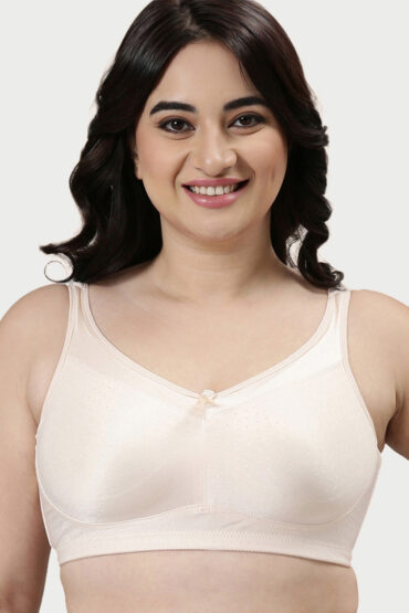 Aentic Hidden X-Frame and Smoothening Women's Full Support Everyday Bra - Jiggle control, Non Padded, Wirefree, Full Coverage - FB12 (Available in Plus sizes) (Pink Champagne)