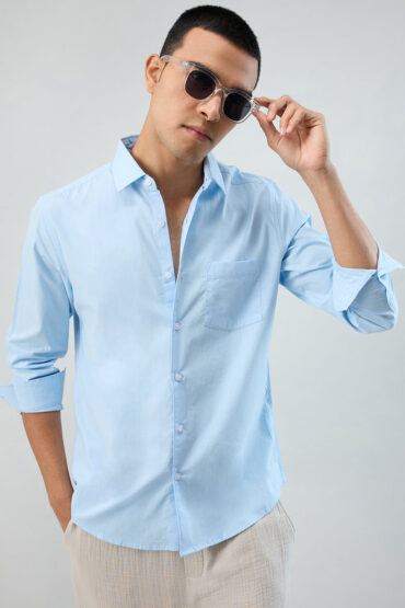 Plush Sky Blue Peach Finish Poplin Shirt