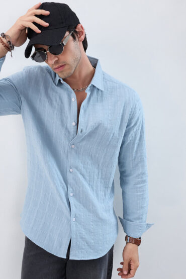 Premium Ice Mist Grid Seersucker Double Cloth Shirt