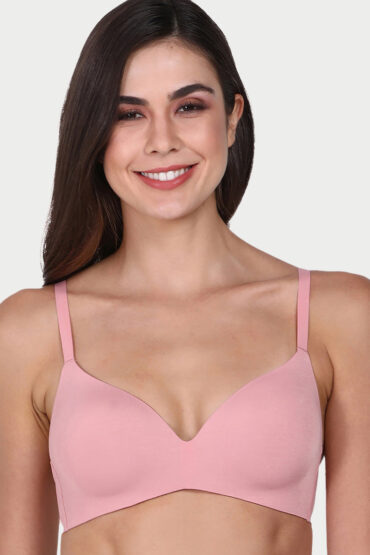 Aentic Innovations Invisibra, Ultra smooth, Flexi Wire Lift, Bonded, Women's T-Shirt Bra - Seamless, No-Pinch, Padded, Wirefree, Medium Coverage - F084 (Strawberry Ice)