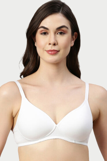 Aentic Supima Cotton Women's Plunge Lift Everyday T-Shirt Bra - Extra Comfort, Padded, Wirefree, Medium Coverage - A039 (White)