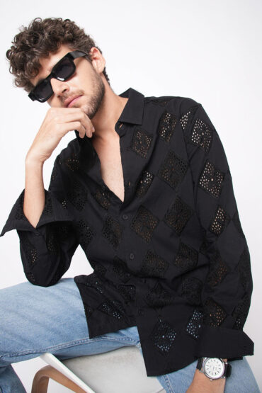 Pitch Black Diamond Schiffli Shirt