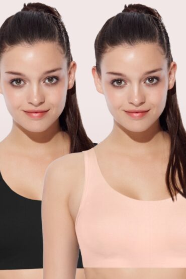 Aentic Low Impact Women's Cotton?Everyday?Sports Bra - All Day Comfort, Non Padded, Wirefree, High Coverage?- SB06 (Pearl-Black)