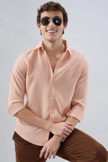 Creamy Peach Subtle Textured Shirt