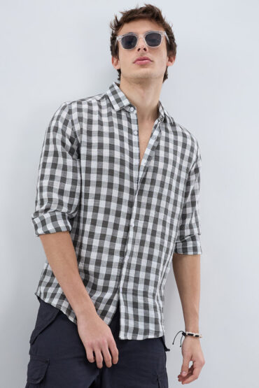 Slate Grey Gingham Checks Shirt