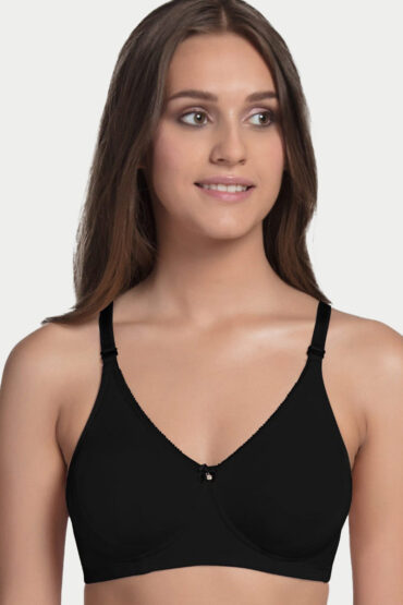 Aentic Comfort Shaper with Plush Side Shaper Panel Women's Cotton Everyday T-Shirt Bra - Detachable Straps, Non Padded, Wirefree, High Coverage - A055 (Black)
