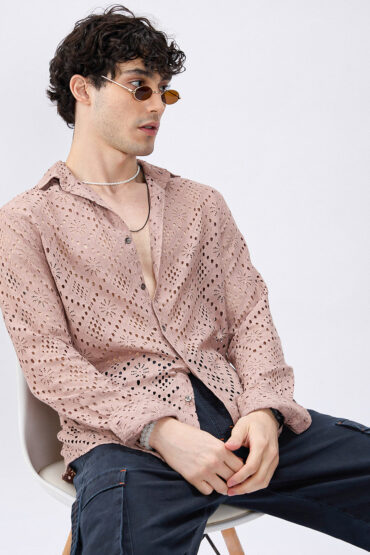 Fawn Beige Diamond Lacecarved Posh Shirt