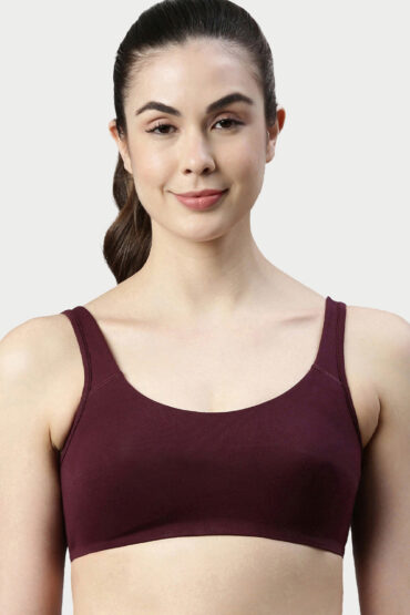 Aentic Low Impact Women's Cotton?Everyday?Sports Bra - All Day Comfort, Non Padded, Wirefree, High Coverage?- SB06 (Grapewine)