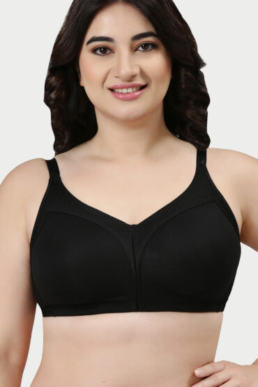 Aentic Innovations Fabcool Full Support Everyday Full Figure Bra - Jiggle Control and Antimicrobial, Non-Padded, Wirefree, Full Coverage Women's Bra - AB75 (Available in  Plus Sizes) (Black)