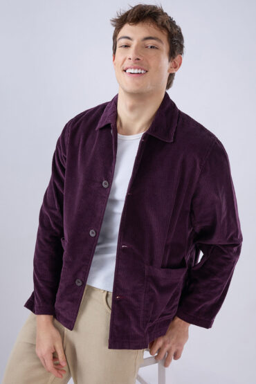 Exquisite Wine Corduroy Double Pocket Oversized Shacket