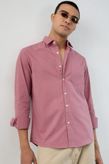 Plush Rouge Pink Peach Finish Poplin Shirt