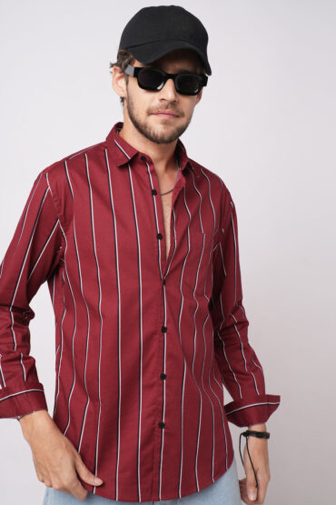 Fire Brick Red Regal Striped Shirt