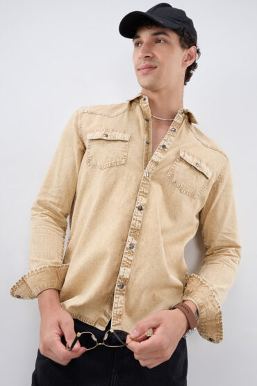 Desert Storm Vintage Acid Wash Double Pocket Shirt