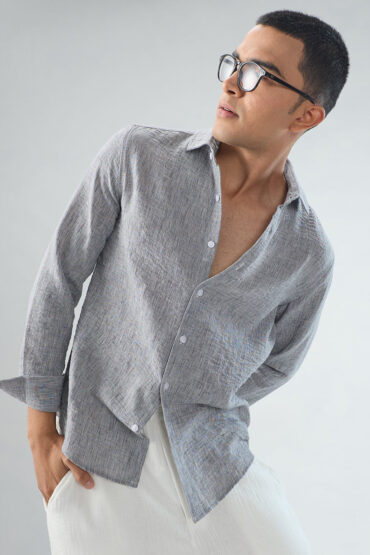 Graphite Grey Textured Crinkled Shirt