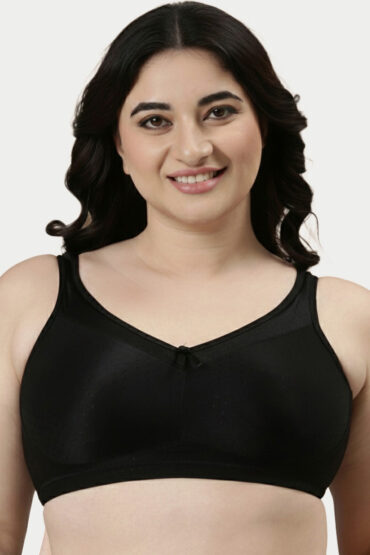 Aentic Hidden X-Frame and Smoothening Women's Full Support Everyday Bra - Jiggle control, Non Padded, Wirefree, Full Coverage - FB12 (Available in Plus sizes) (Black)