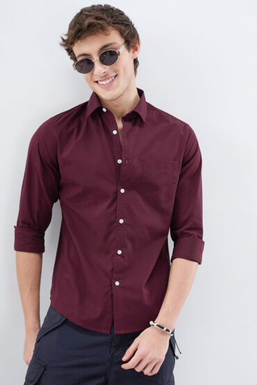 Classic Maroon Poplin Peach Finish Shirt