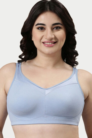 Aentic Full Support Super Lift Women's Cotton Everyday Minimizer Bra - Non Padded, Wirefree, Full Coverage - A112 (Available in Plus sizes) (Chambray Melange)