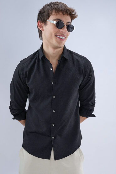 Imperial Jade Black Textured Shirt