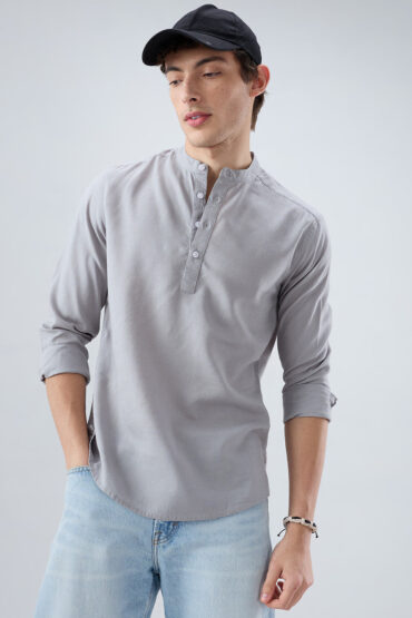 Premium Grey Linen Blend Kurta