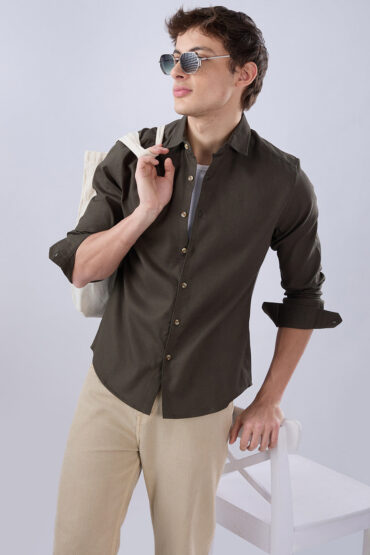 Deep Olive Refined Textured Shirt
