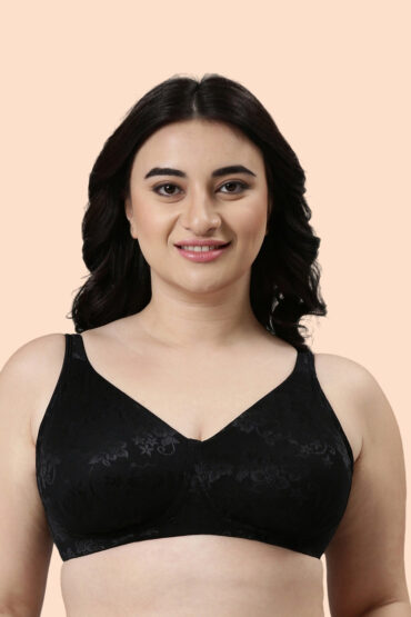 Aentic Plunge Neck, Power Jacquard Lift, Women's Everyday Cotton-Rich Lined Full Support Minimizer Bra - All Day Comfort, Non-Padded, Wirefree, High-Coverage - F135