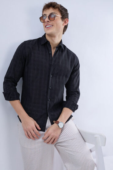 Metal Black Textured Checks Shirt