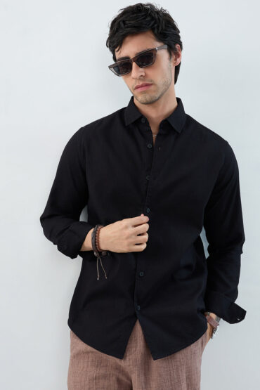 Timeless Black Subtle Emboss Essential Shirt