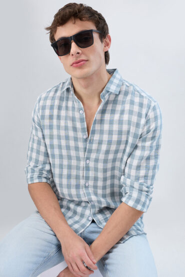 Slate Blue Gingham Checks Shirt