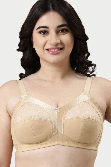 Aentic Innovations Fabcool M-Frame Side Shaper Panel  Women's Cotton Everyday Bra - Non Padded, Wirefree, Full Coverage - A014 (Available in Plus Sizes) (Skin)