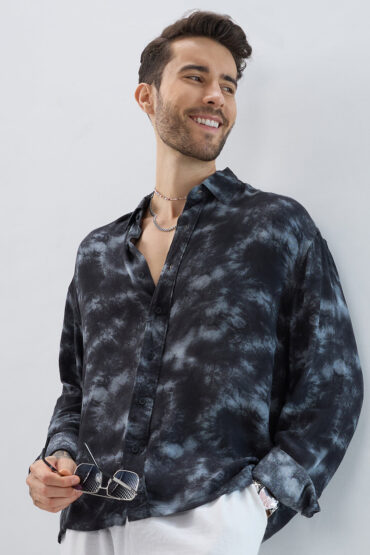 Midnight Mist Tie-Dye Boxy Fit Crop Shirt