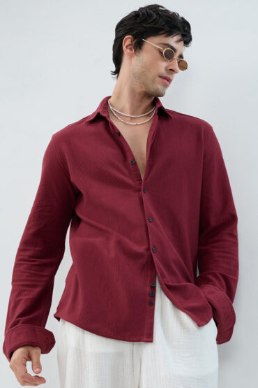 Classic Maroon Textured Knit Shirt