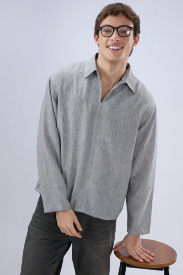 Classic Grey Center Seam Oversized Polo Shirt