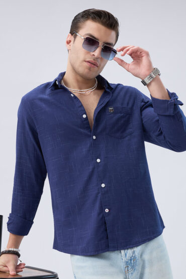 Subtle Deep Blue Printed Shirt