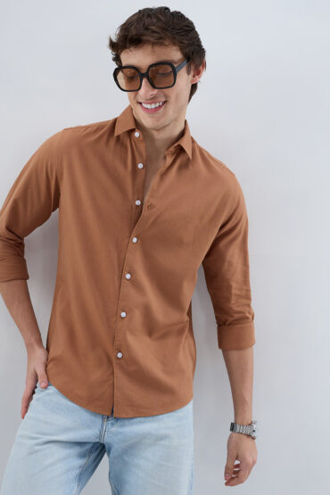 Elegant Warm Rust Oxford Shirt