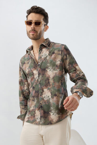 Woodland Camo Washed Corduroy Shirt