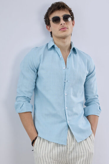 Hushed Blue Fine Weave Textured Shirt