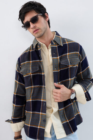 Elevated Multicolor Checks Double Pocket Flannel Shirt